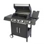 Schwarzer El Fuego Gasgrill San Angelo mit 4+1 Brennern, Unterschrank und Seitenablage.