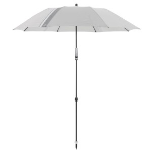 Hellgrauer Doppler Marktschirm Expert, Ø 156 cm, mit Handöffner. Sonnenschirm für Balkon und Garten.