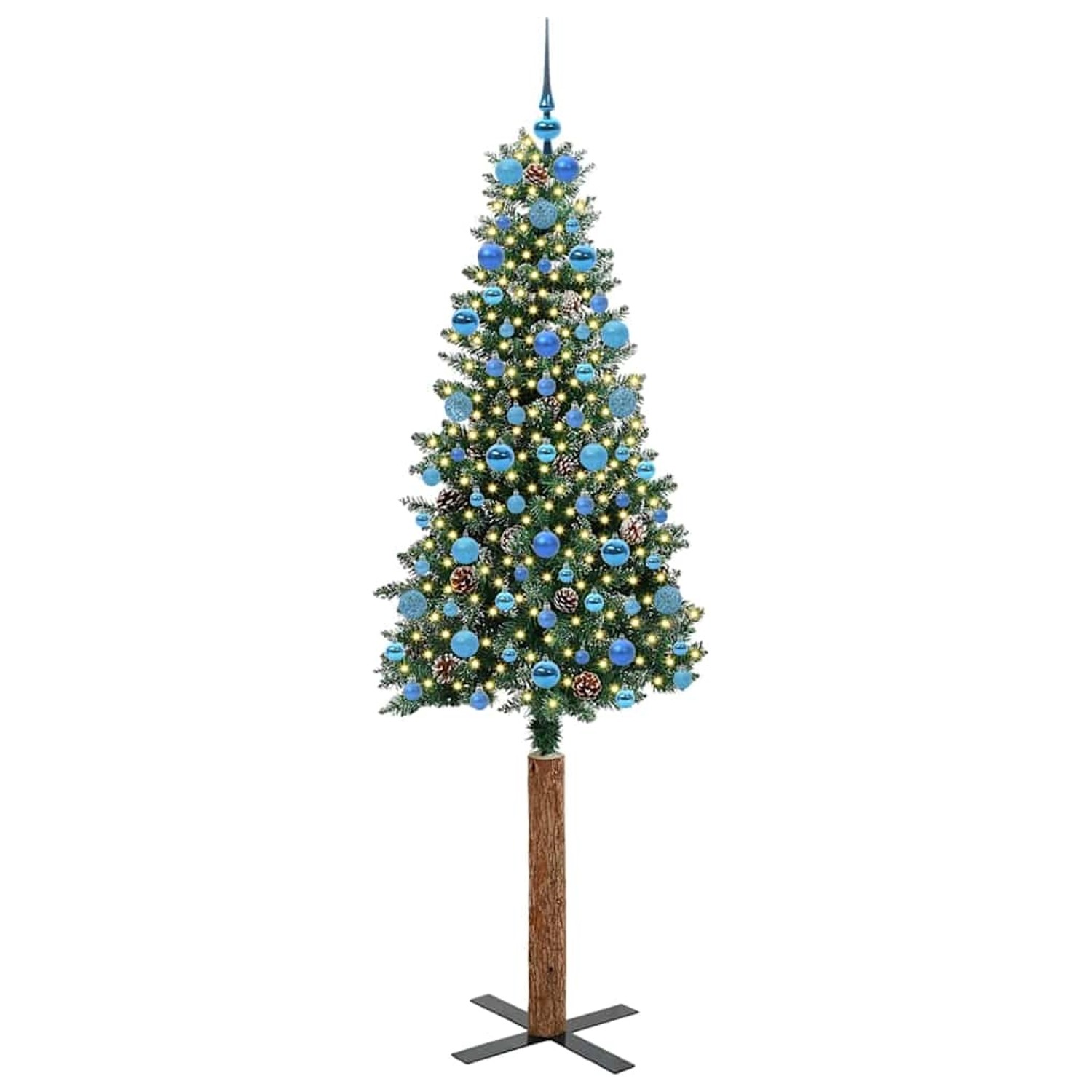 vidaXL Schlanker Weihnachtsbaum mit 300 LEDs Grün und Weiß 210 cm 3394919