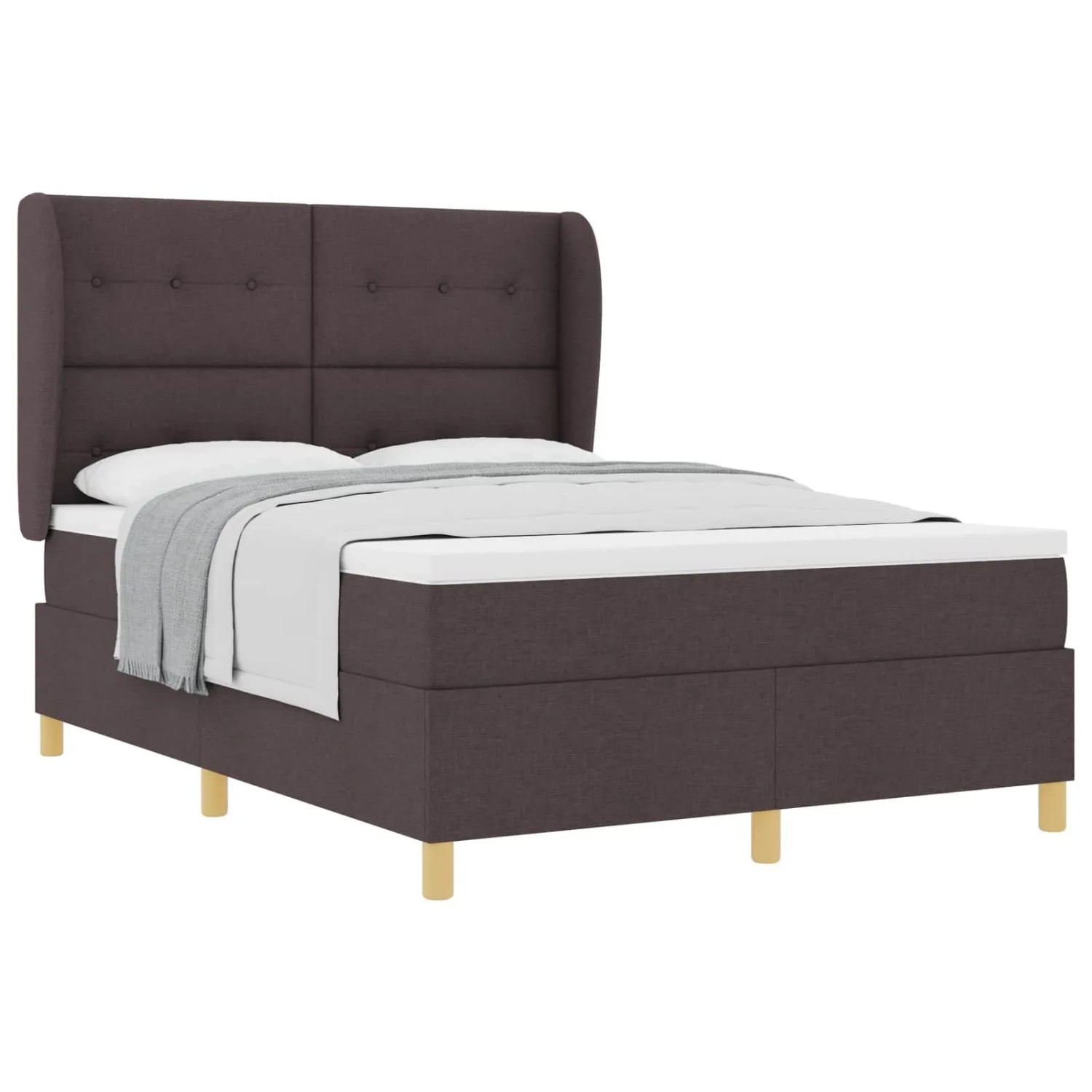 vidaXL Boxspringbett mit Matratze Dunkelgrau 90x190 cm Dunkelbraun 3340756