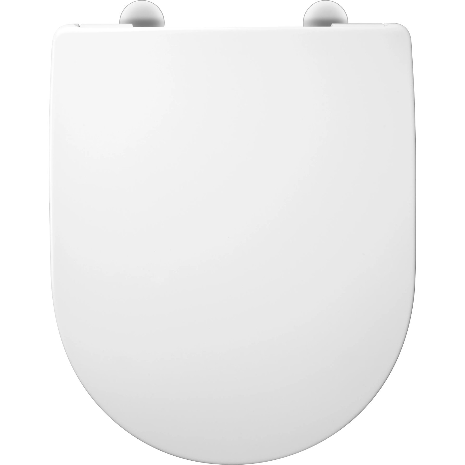 Weißer baliv WC-Sitz Sunderland aus Duroplast mit Absenkautomatik, D-Form, von oben.