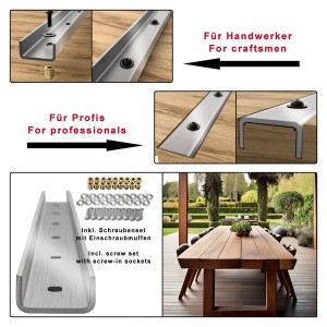 SOTECH 3 Stück Gratleisten U-Form 700 x 40 x 20 mm Edelstahl Gebürstet für Tischplatten
