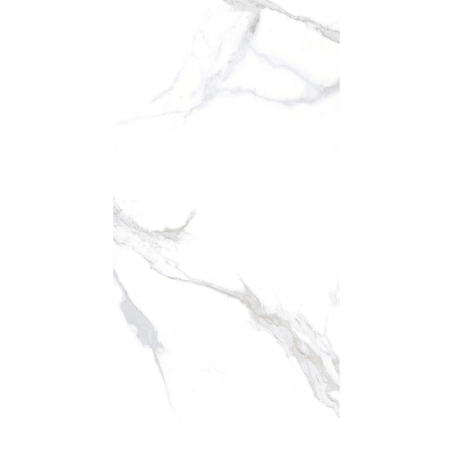 Weiße Bodenfliese Marmore Carrara Feinsteinzeug, 30x60 cm, mit Marmor-Optik für Bad und Wohnbereich.