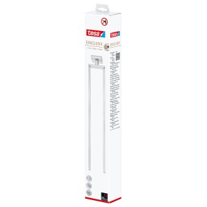 Verpackung des Tesa Exxclusiv Handtuchhalters, zweiarmig, Edelstahloptik.