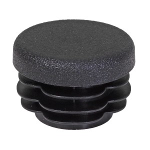 Schwarzer Verschlussstopfen Ø 25 mm für Rundrohre mit Lamellen.