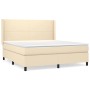 Cremefarbenes vidaXL Boxspringbett 180x200 cm mit Matratze und Stoffbezug.
