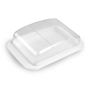 ProHome Butterdose, weiß, mit transparentem Deckel. Praktische Aufbewahrung für die Küche.