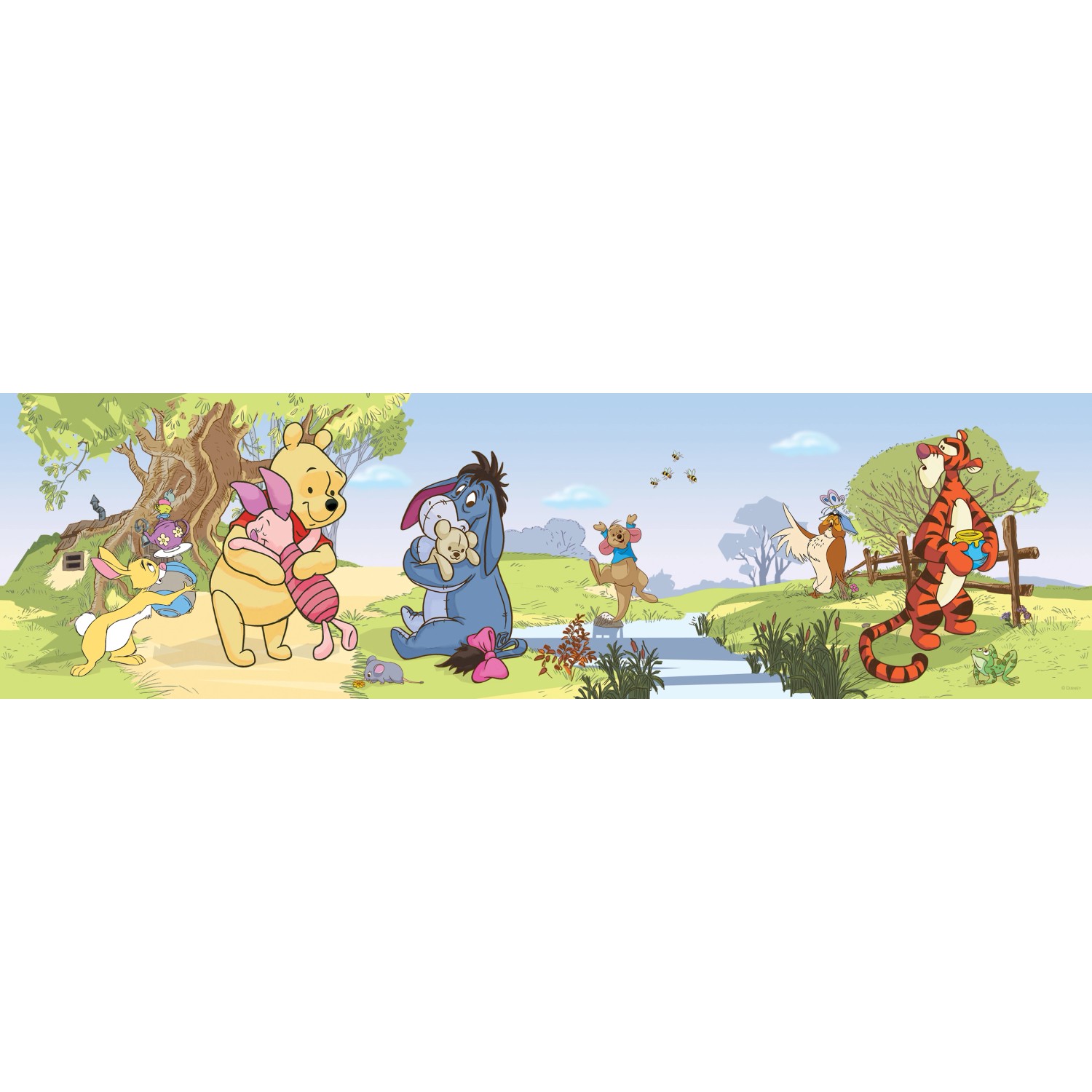 Disney Selbstklebende Tapetenbordüre Pu Der Bär Grün und Blau 14 x 500 cm 6 günstig online kaufen