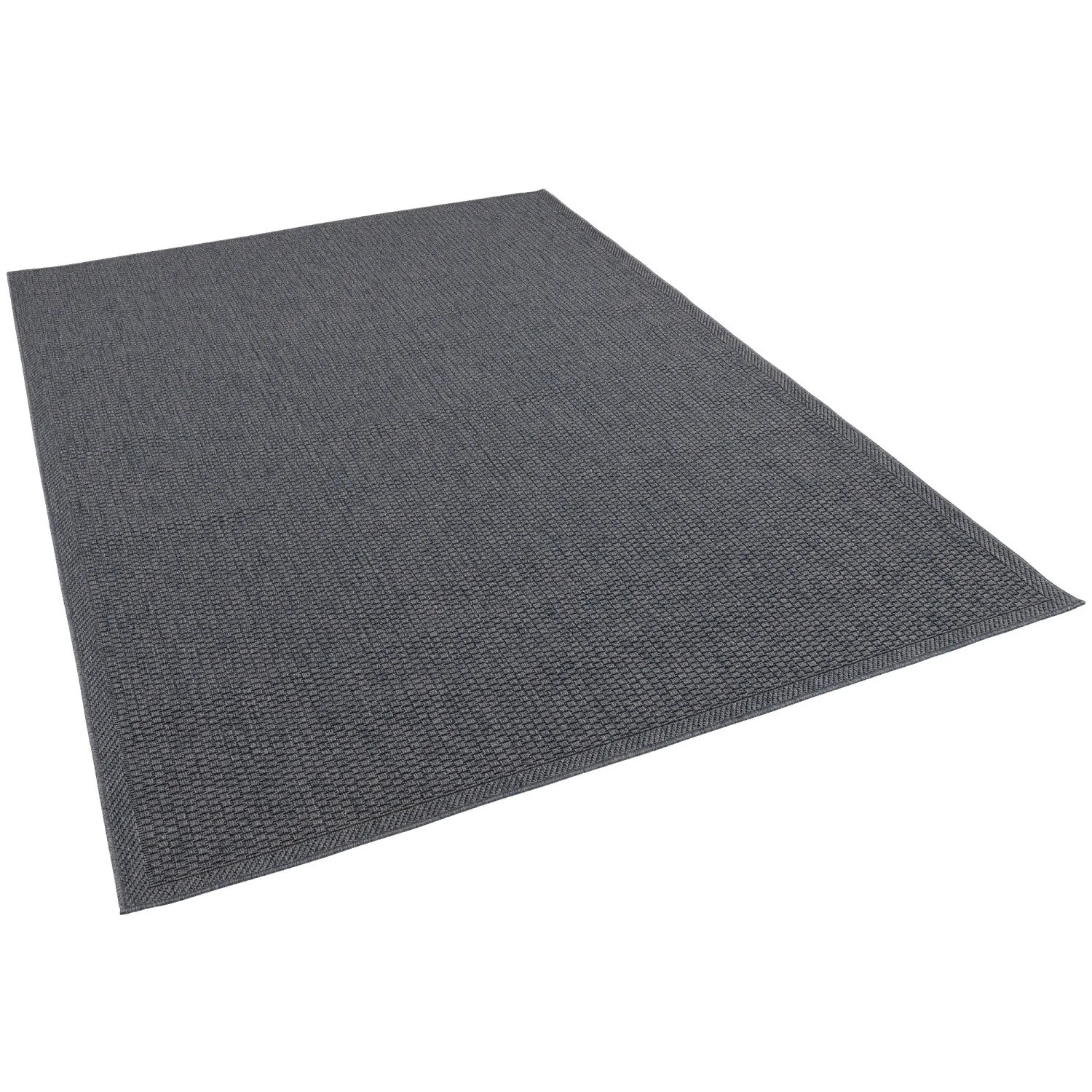 Pergamon In & Outdoor Teppich Flachgewebe Marbella Anthrazit Bordüre 200x290cm
