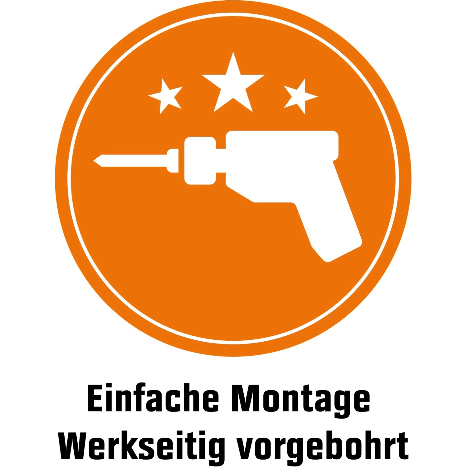 Symbol für einfache Montage und werkseitige Vorbohrung der Haustür.
