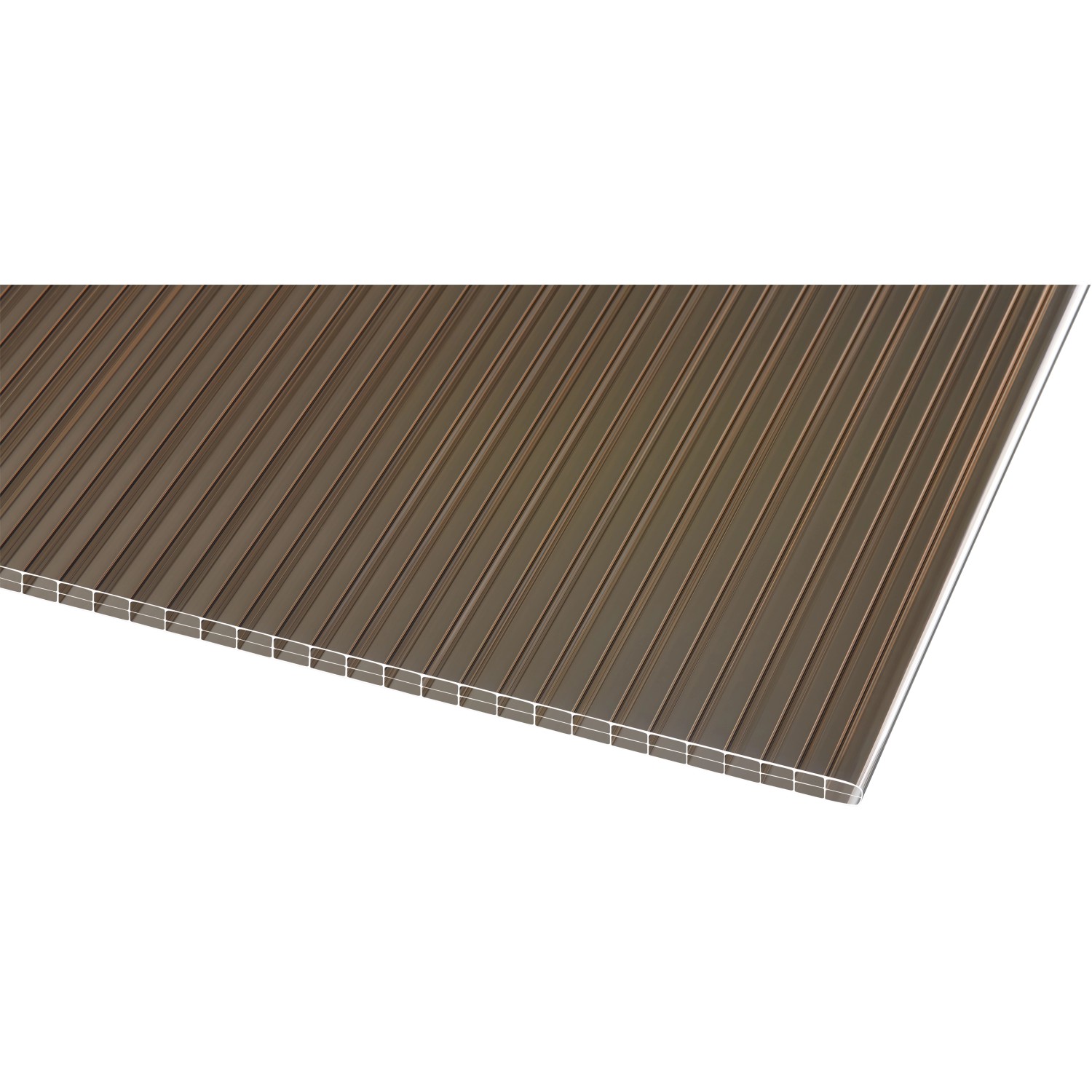 Bronzefarbene Hohlkammerplatte (16 mm) für Kunststoffbedachung, 6000 x 1200 mm.