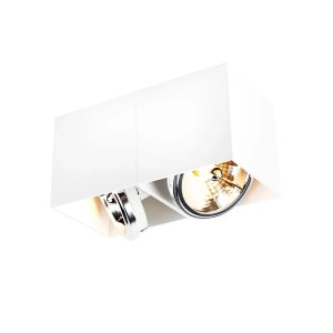 Rechteckiger, weißer QAZQA Design Spot mit 2 Lampen. Deckenleuchte für Wohnzimmer & Küche.