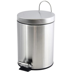 MSV Treteimer aus Edelstahl, 3 Liter, für Bad und WC.