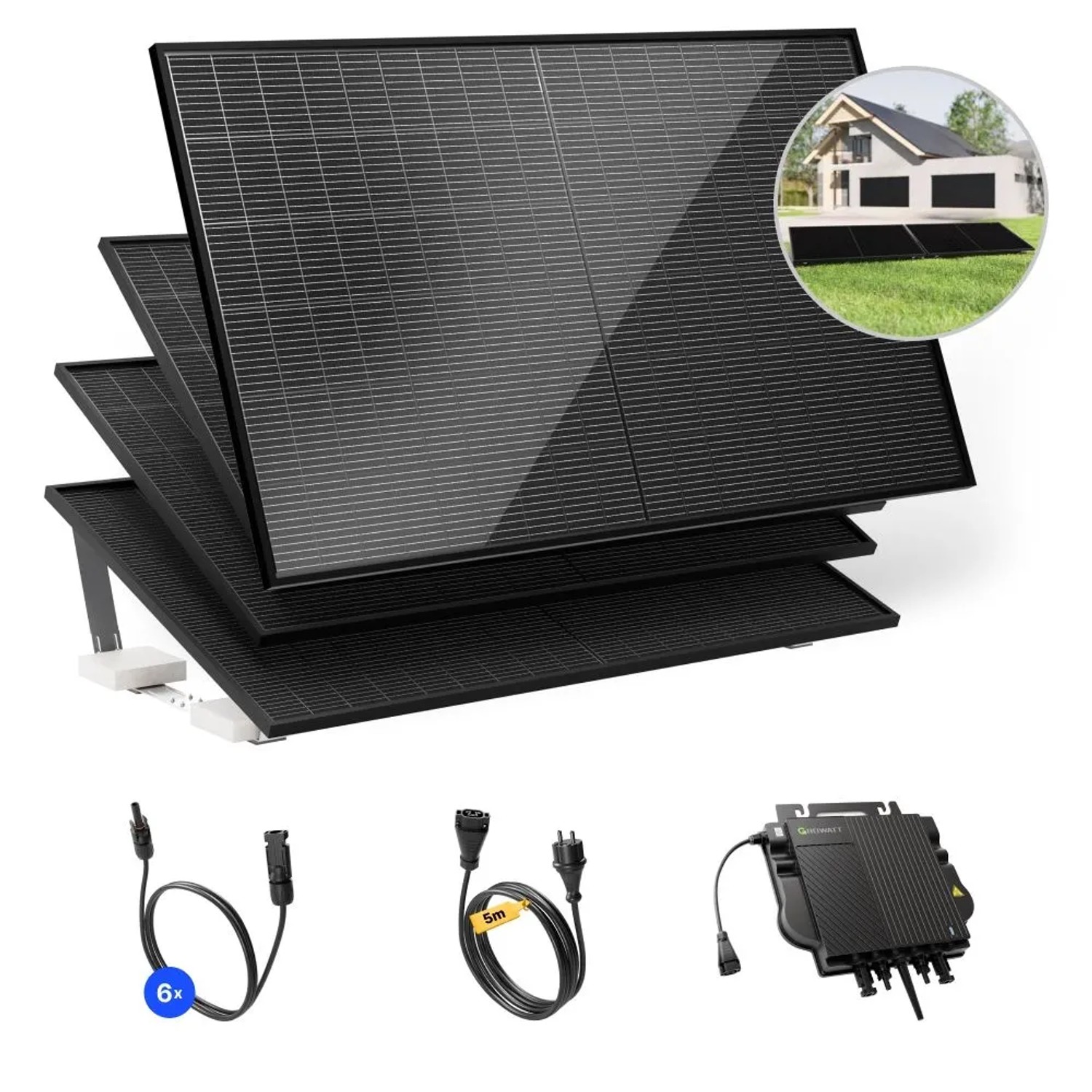 Solakon Balkonkraftwerk 2000W Solaranlage mit Gartenhalterung Steckerfertig günstig online kaufen