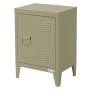 ML-Design Nachttisch in Olive, 40x30x58 cm, aus Stahl im Industriedesign mit Tür und Lüftungsschlitzen.