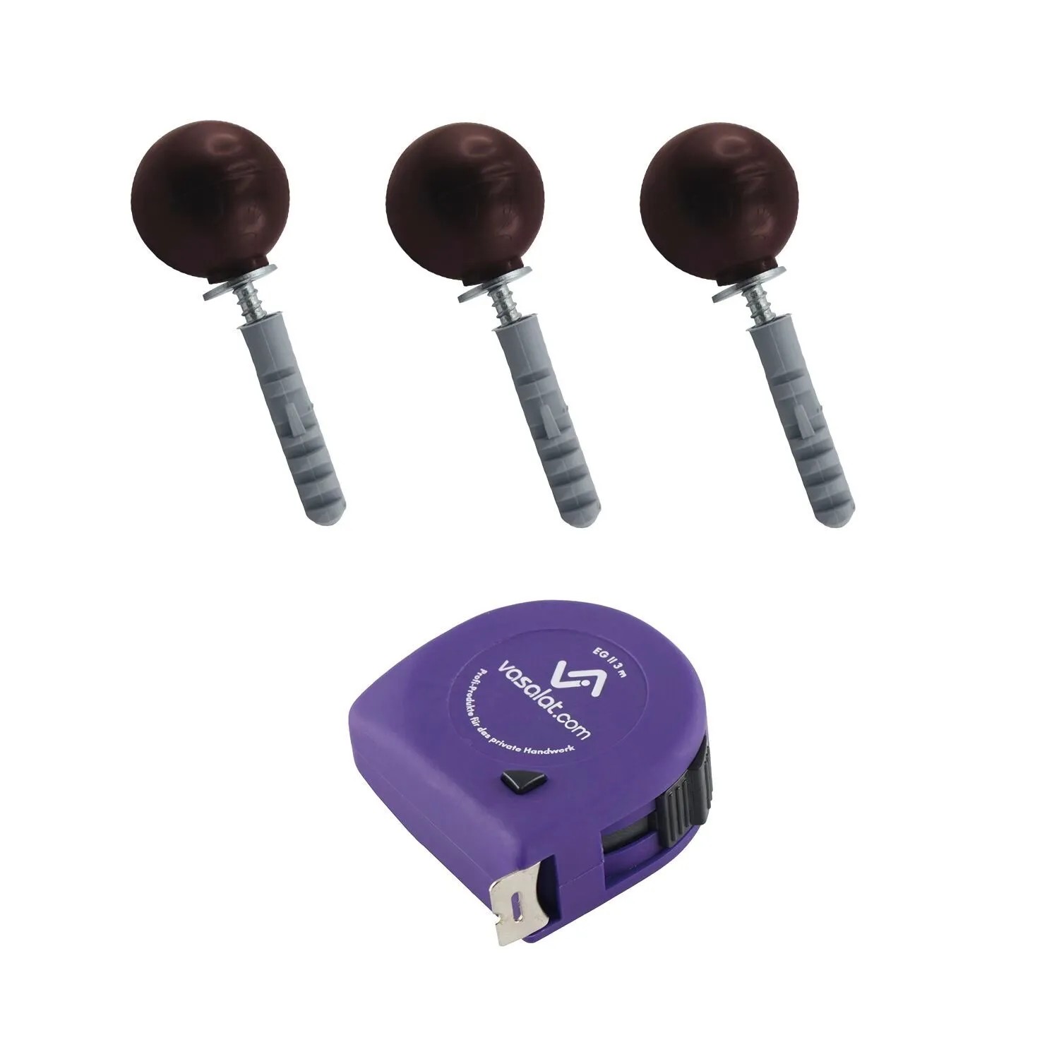 vasalat Set Türstopper Boden & Wand zum Schrauben Ø 35 mm H 31 mm Braun