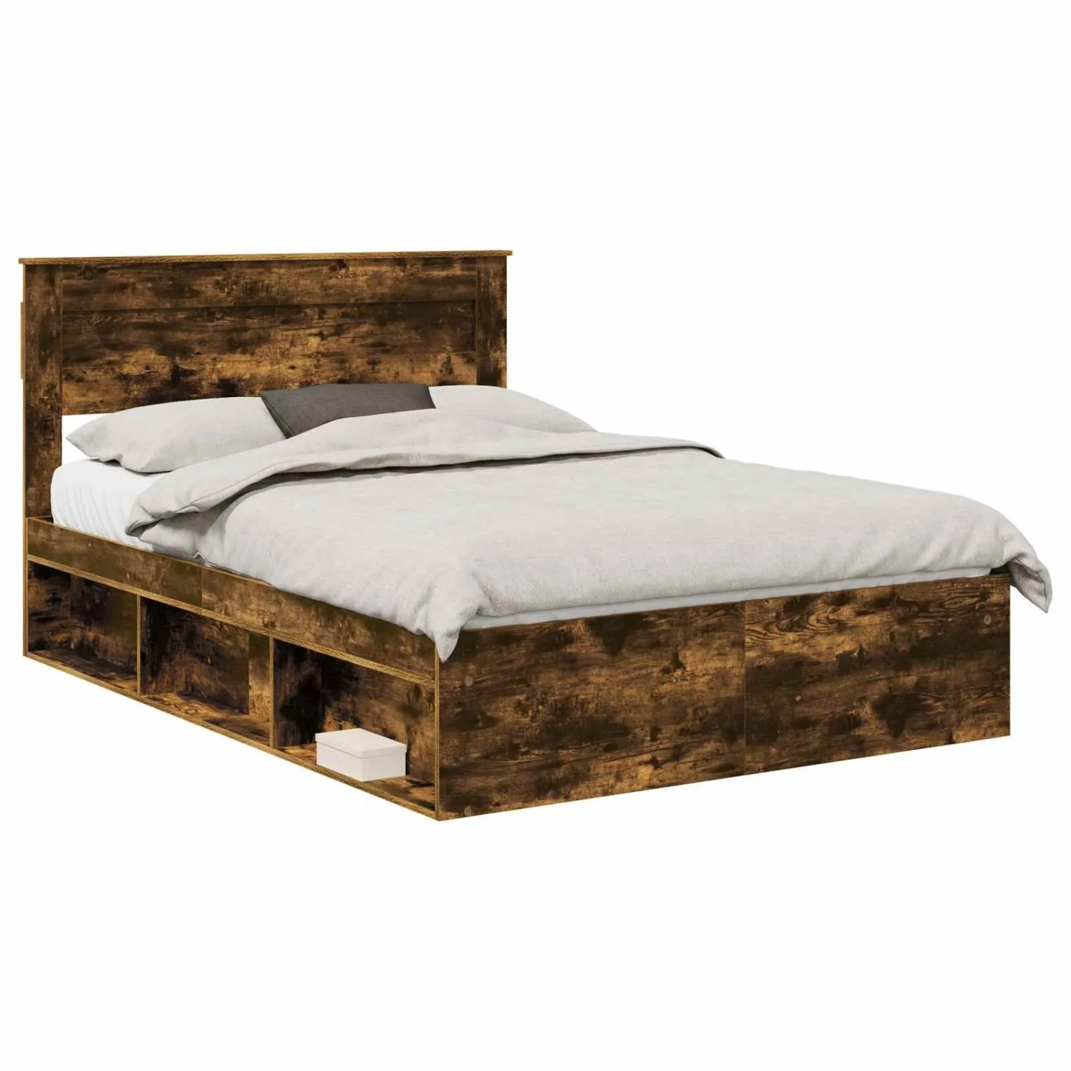vidaXL Bettrahmen Räuchereiche 140 x 190 cm Massives Kiefernholz 3409755