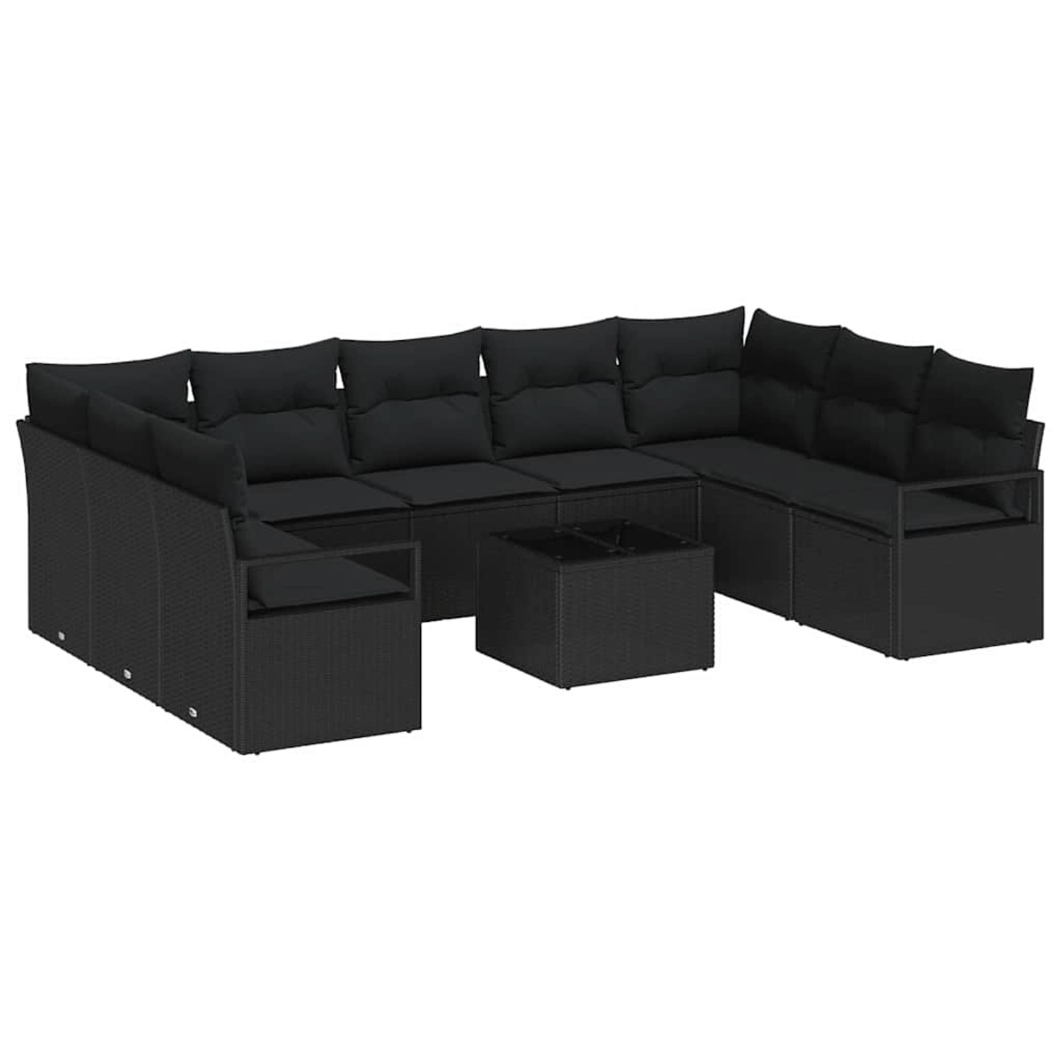 vidaXL Garten-Sofa-Set 10-Tlg Schwarz Poly Rattan 3346553 günstig online kaufen
