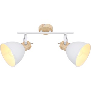 Globo Spot 2er Wiho, weißer Deckenstrahler mit Holzoptik für zwei Leuchtmittel.