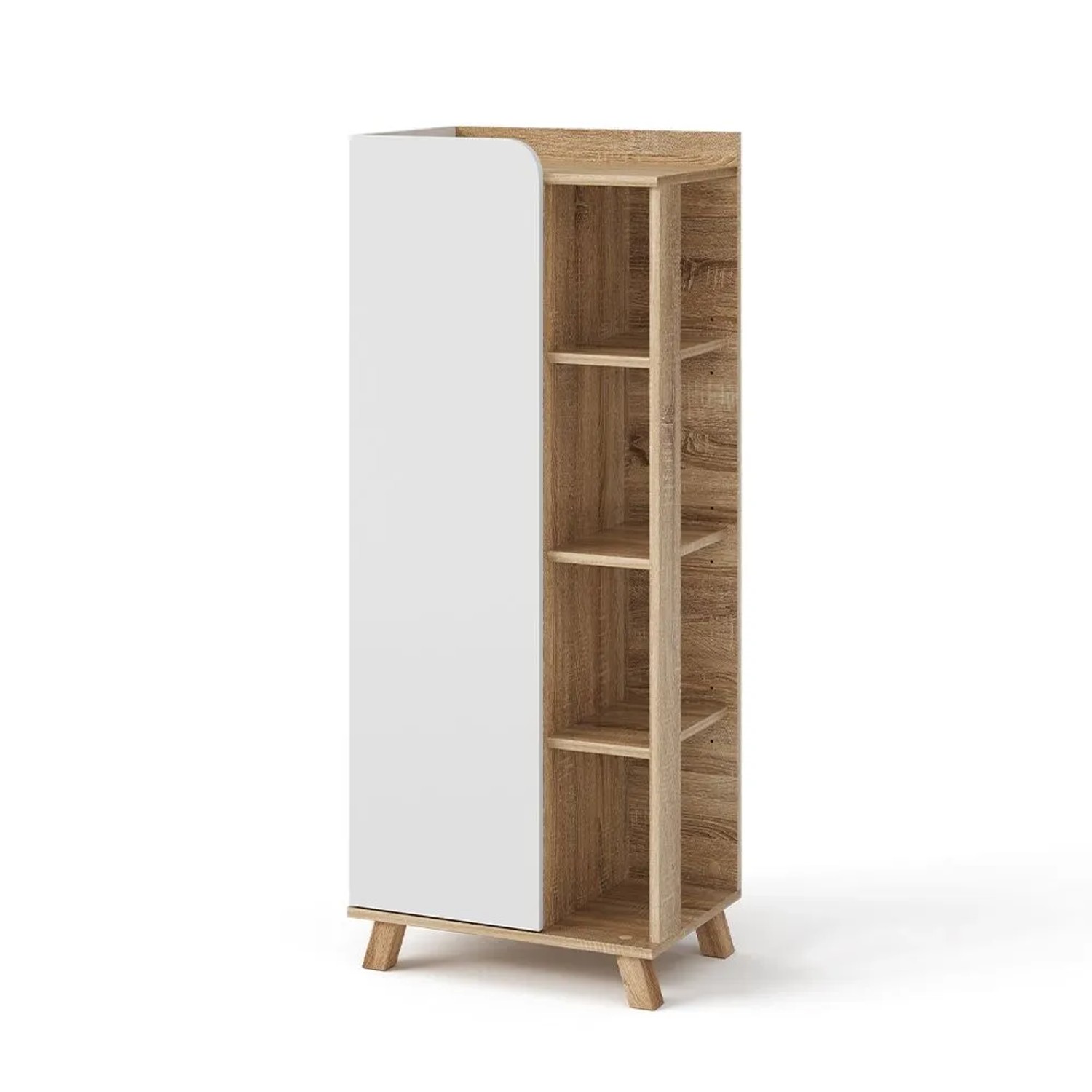 Vicco Midischrank Karen Sonoma Weiß 50 x 128 mit Tür und Offenen Fächern