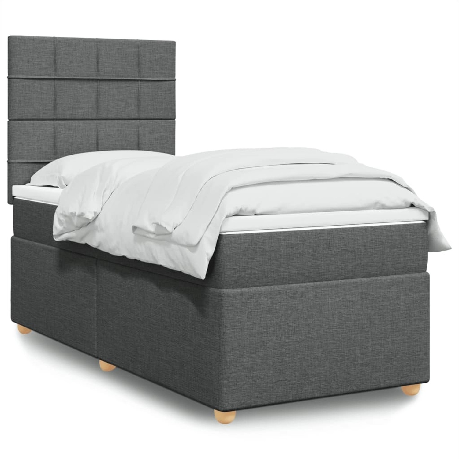 vidaXL Boxspringbett mit Matratze Dunkelgrau 100x200 cm Stoff 3293492 günstig online kaufen