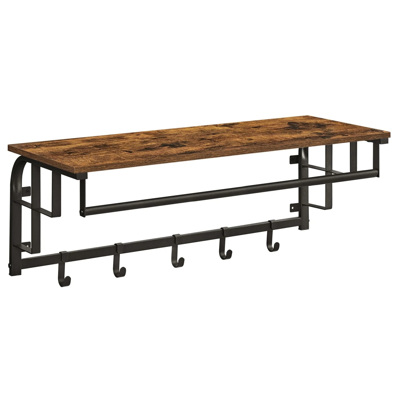 Songmics Wandgarderobe Barnet-old mit Ablage 5 Haken Braun-Schwarz günstig online kaufen