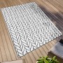 Grauer Primaflor In- und Outdoorteppich 160x220cm mit Strickmuster für Terrasse und Balkon.