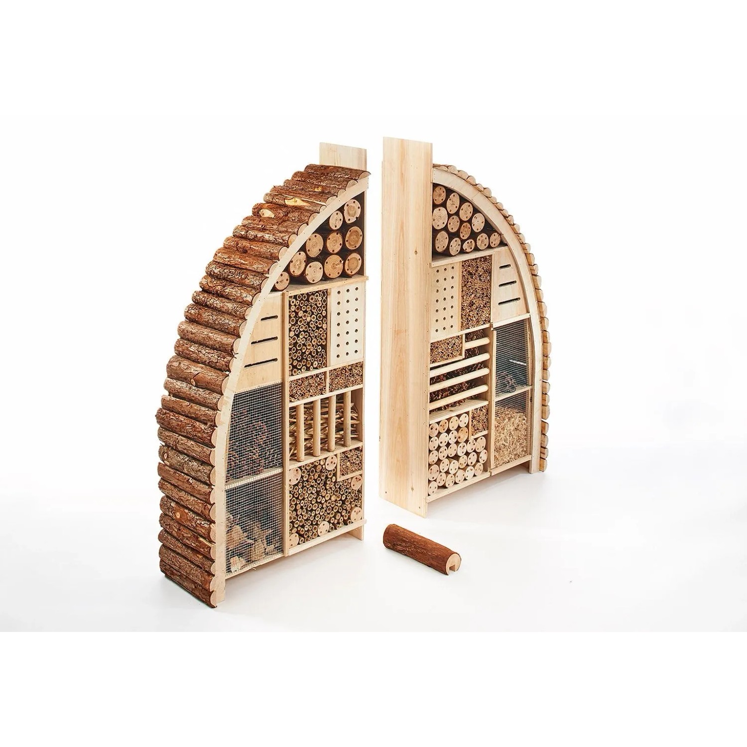 Großes, zweiteiliges Kobolo Insektenhotel LUXURY XXL aus Holz für Wildbienen und andere Nützlinge.