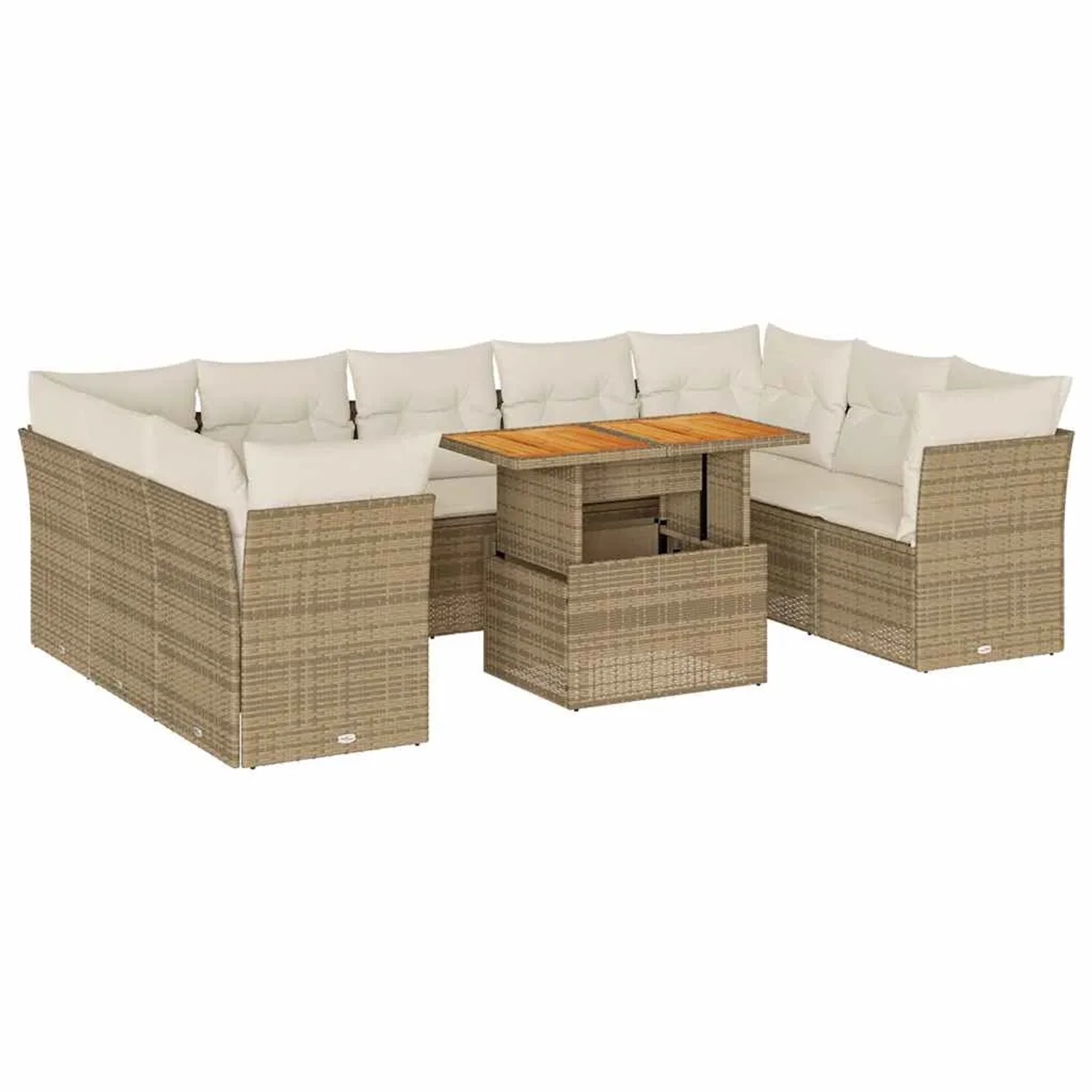 vidaXL 10-Tlg Garten-Sofagarnitur mit Kissen Beige Poly Rattan 3326970 günstig online kaufen