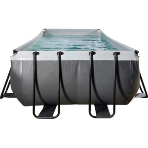 Rechteckiger Exit Black Leather Pool 400x200 mit Stahlrahmen und Filterpumpe.