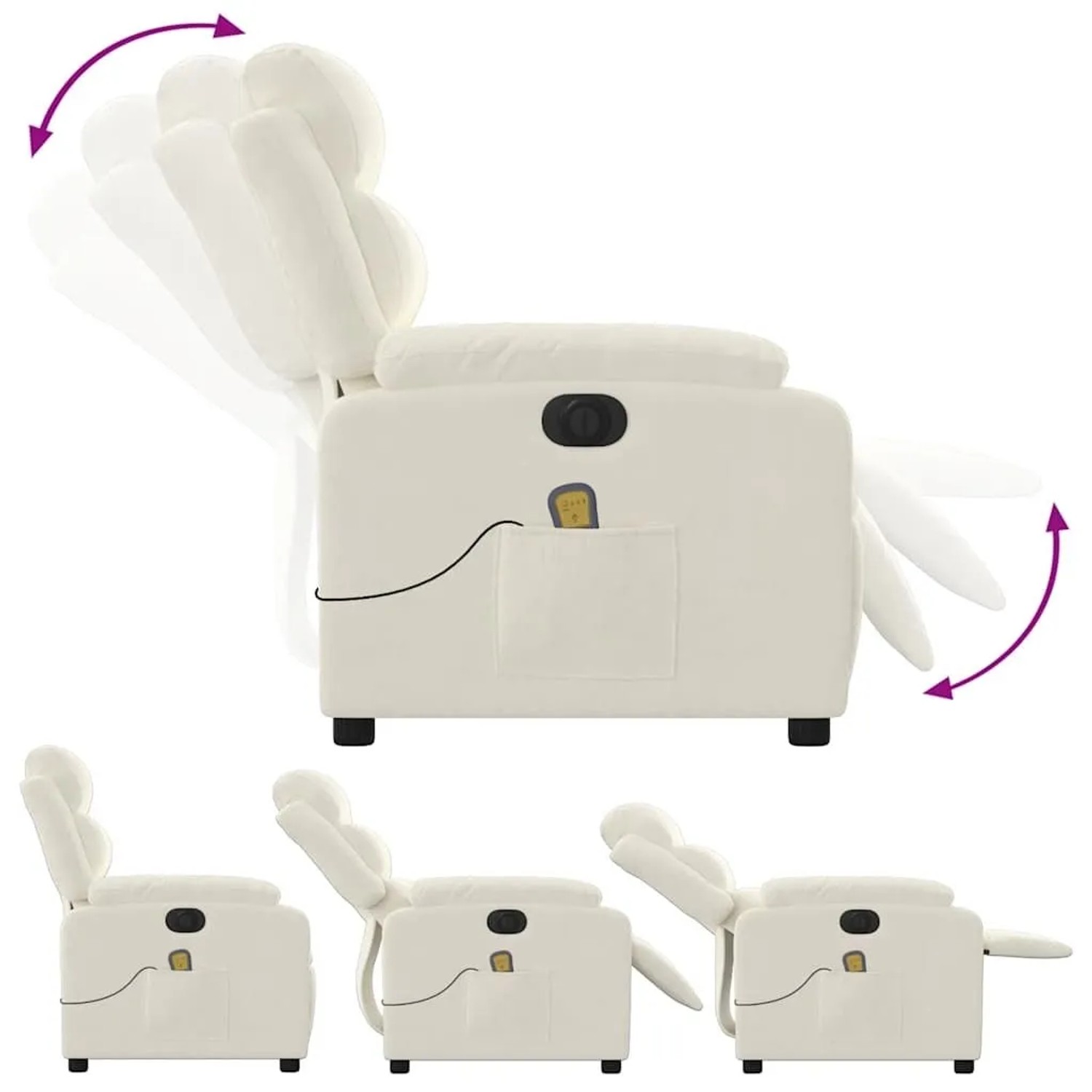 vidaXL Massagesessel Elektrisch Creme Samt 3205090_7