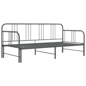 Graues vidaXL Ausziehsofa Bettgestell aus Metall, 90x200 cm, ideal für Gästezimmer.