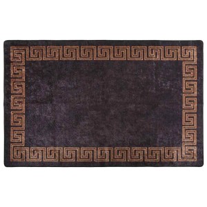 vidaXL Teppich Waschbar 80x150 cm Schwarz und Golden Rutschfest 337928