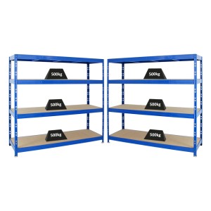 PROREGAL Mega Deal: 5 blaue Schwerlastregale 180x160x60cm mit 4 Melamin-Ebenen, Fachlast 500kg.