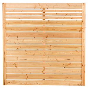 Sichtschutzzaun Neo aus Douglasie, 180x180 cm, mit horizontalen Lamellen.