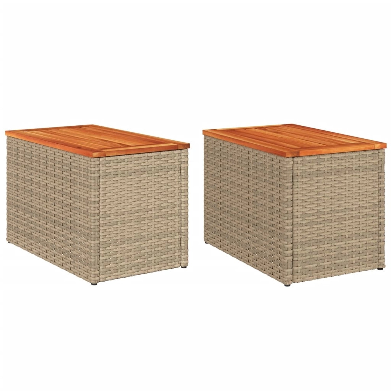vidaXL Garten-Beistelltische 2 Stk Beige 55x34x37 cm Poly Rattan Holz 36606 günstig online kaufen