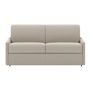 Beiges Vente-unique Schlafsofa Calife aus Stoff, 190 cm breit, mit klassischem Design. Kompaktes 2-Sitzer Sofa.