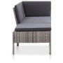 Graues vidaXL Garten-Lounge-Set aus Polyrattan mit anthrazitfarbenen Auflagen.