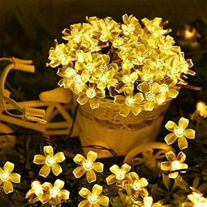 Salcar 5M 20 LED Solar-Lichterkette Kirschblüten Wasserfest Warmweiß