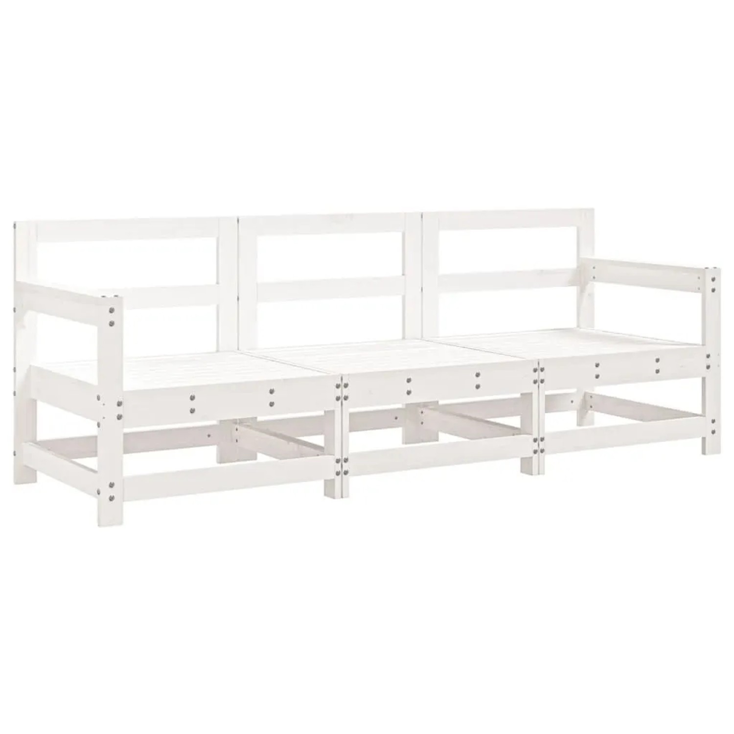 vidaXL 3-Tlg Garten-Lounge-Set Weiß Massivholz Kiefer 825528