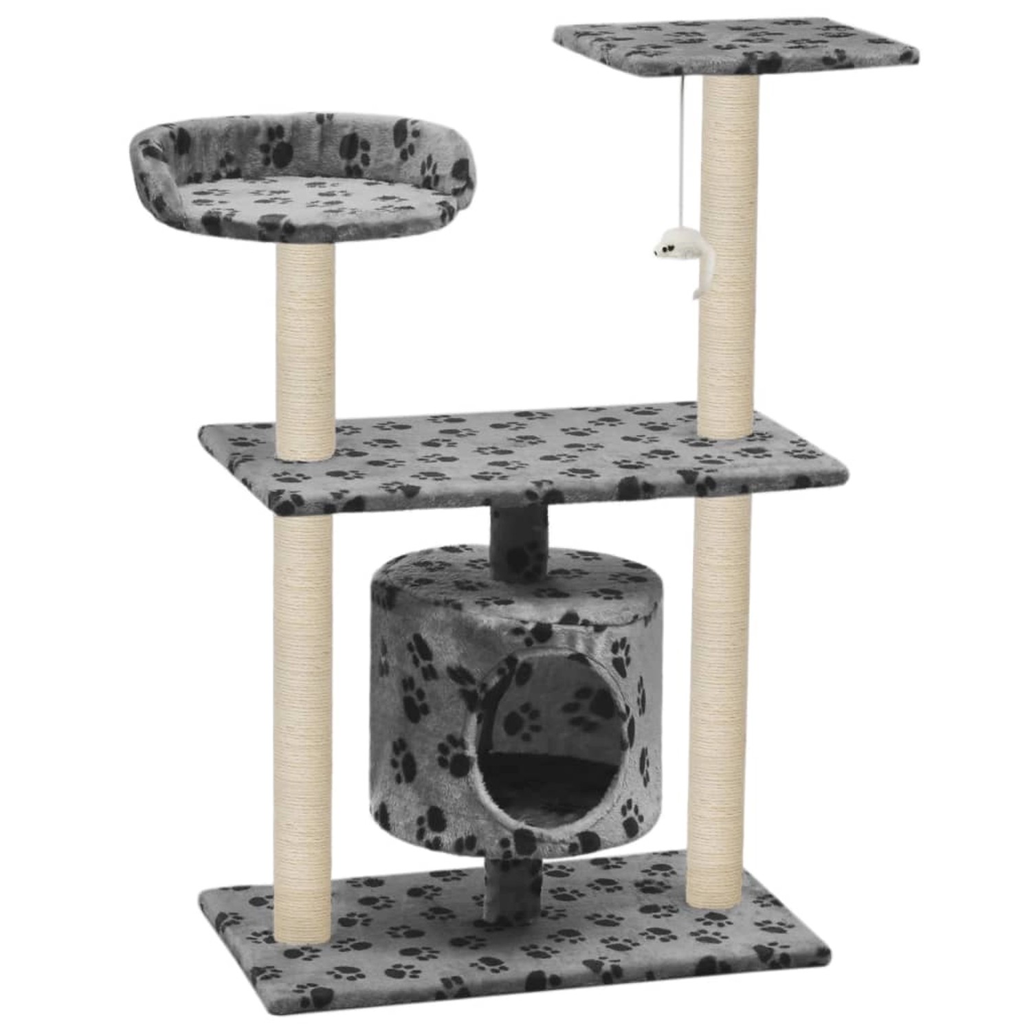 vidaXL Katzen-Kratzbaum Sisal 95 cm Grau Pfoten-Aufdruck