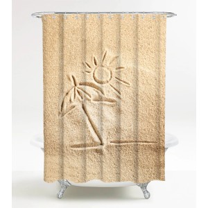 Sanilo Duschvorhang Sunshine mit Strandmotiv (Palme, Sonne), 180x200 cm.