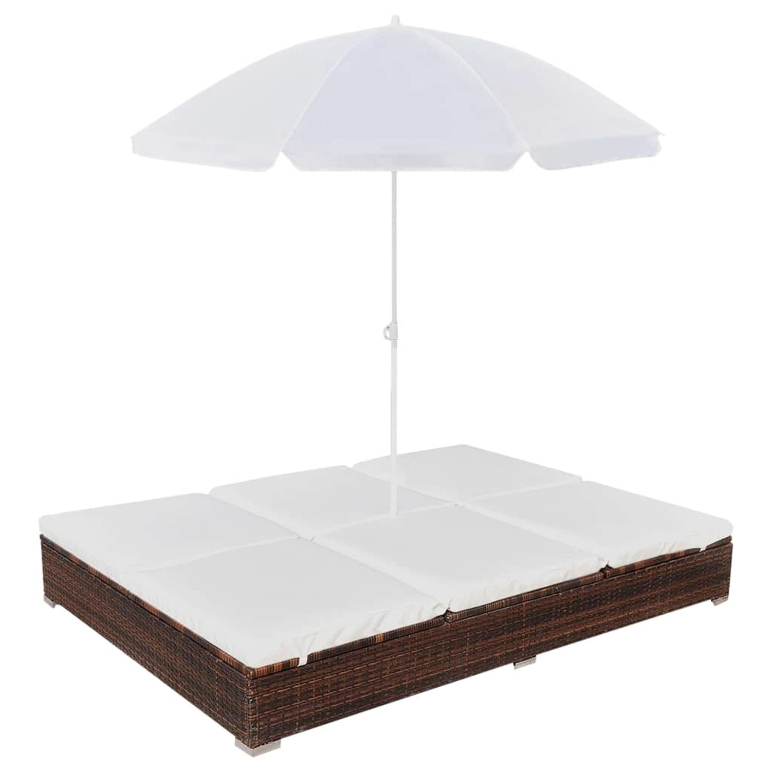 Outdoor-loungebett Mit Sonnenschirm Poly Rattan Braun günstig online kaufen