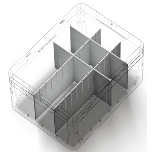 Eurobox-System Abtrenner, 55,4x10 cm, weiß, zur Unterteilung von Aufbewahrungsboxen.