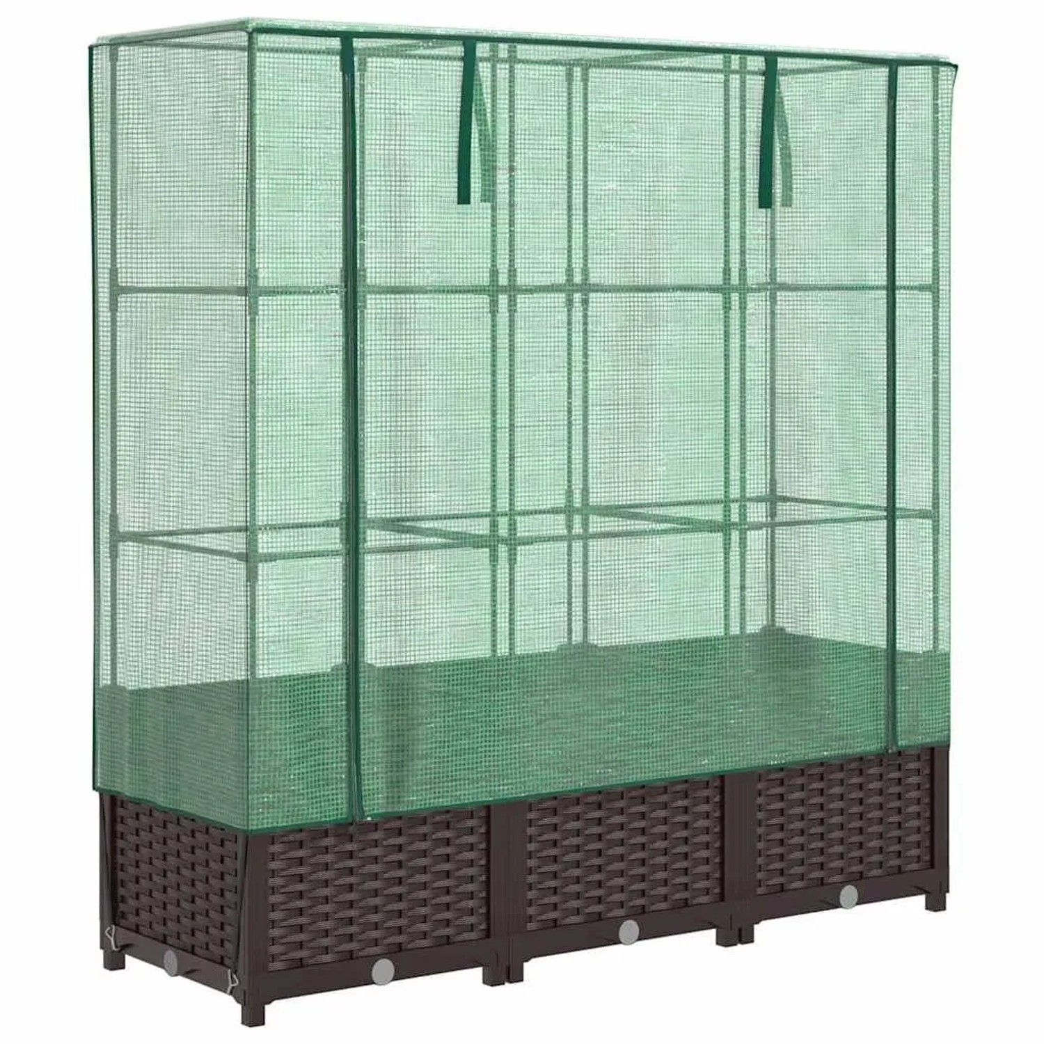 Furnicato Hochbeet Mit Gewächshaus-aufsatz Rattan-optik 120x40x138 Cm
