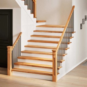 Treppenstufen Set: 20 hellbraune Stufen aus Eichenholz, 120x25 cm. Massivholz für Treppenrenovierung.