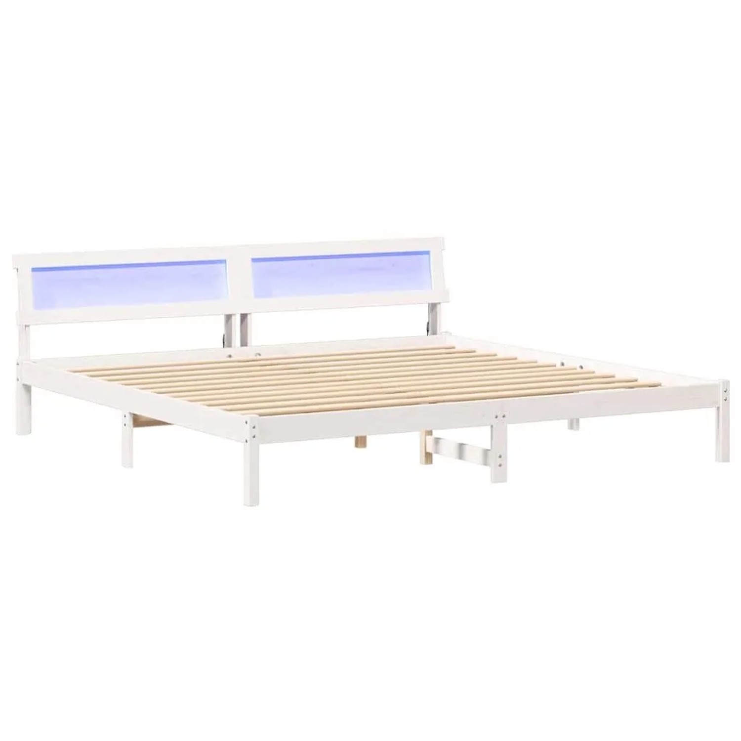 vidaXL Bettrahmen mit Kopfteil Weiß 200 x 200 cm Massives Kiefernholz 3385746