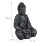 Dunkelgraue Relaxdays Buddha Figur (50 cm) aus wetterfestem Polyresin für Garten und Wohnbereich.