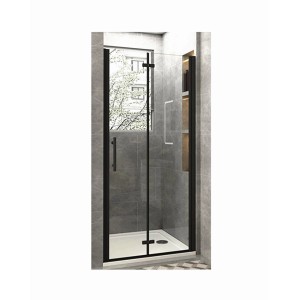 Duschparadies Duschtür Nischentür Falttür 120x195cm Schwarz 6mm Nano Glas Dusche