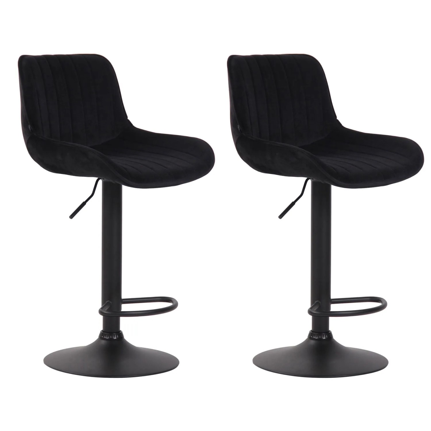 CLP 2er Set Barhocker Lentini Samt Schwarz/Schwarz